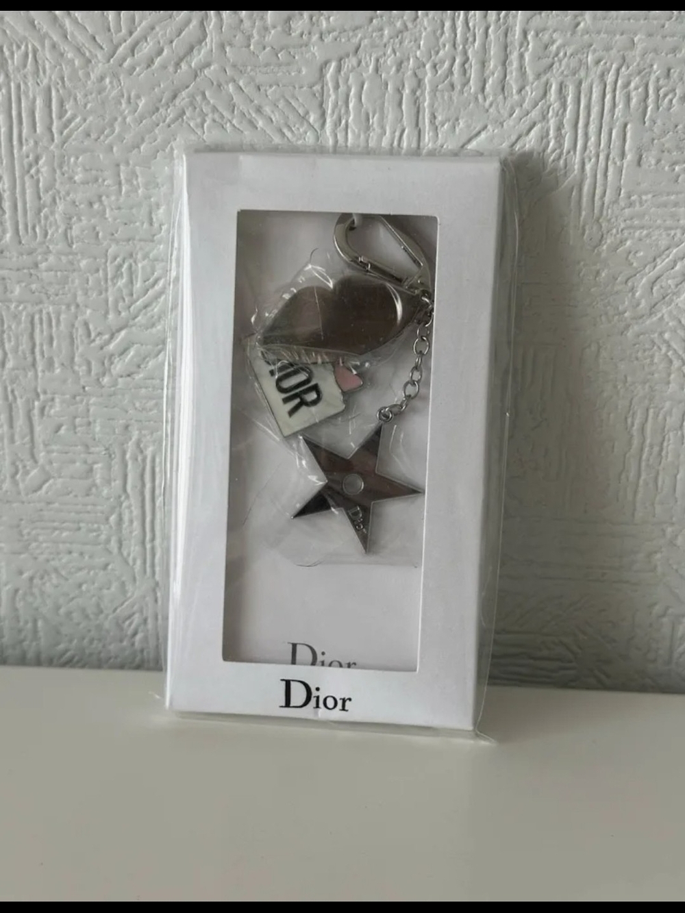 Dior Silver Star Charm Keyring with Dior Tag-NIB!
